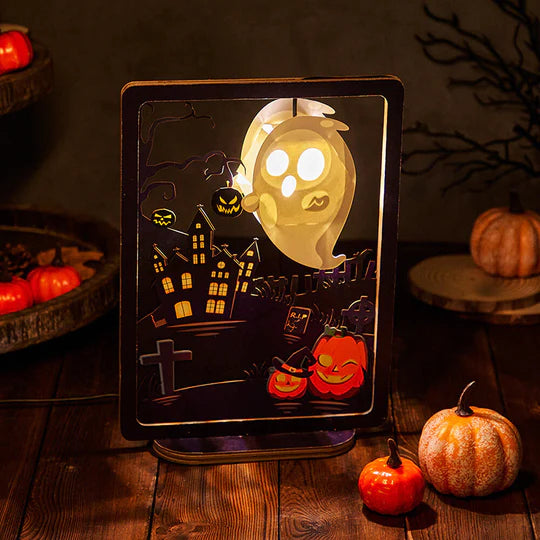 3D Paper Carving Lamp Halloween Ghost 3D Paper Carving Night Lights - kexi-life.com