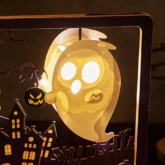 3D Paper Carving Lamp Halloween Ghost 3D Paper Carving Night Lights - kexi-life.com