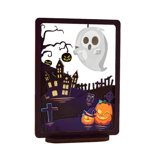 3D Paper Carving Lamp Halloween Ghost 3D Paper Carving Night Lights - kexi-life.com