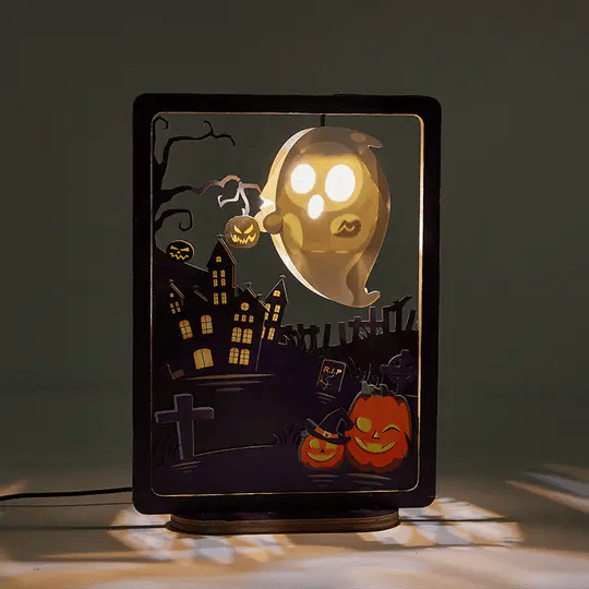 3D Paper Carving Lamp Halloween Ghost 3D Paper Carving Night Lights - kexi-life.com