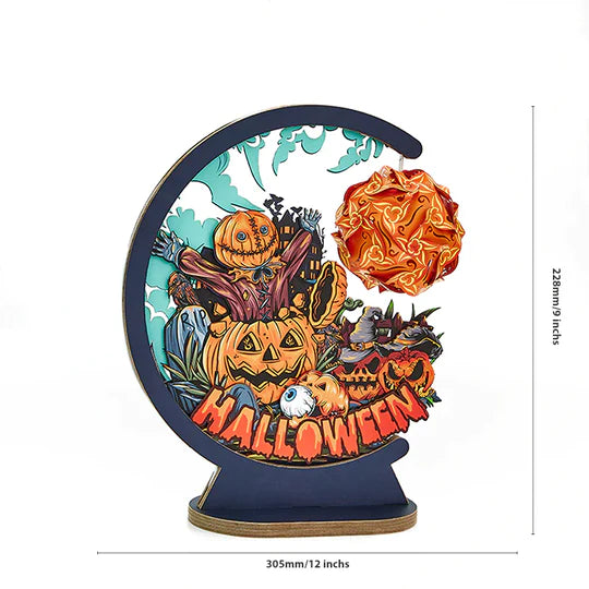Halloween pumpkin 3D Paper Carving Night Lights - kexi-life.com