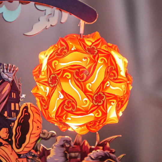 Halloween pumpkin 3D Paper Carving Night Lights - kexi-life.com
