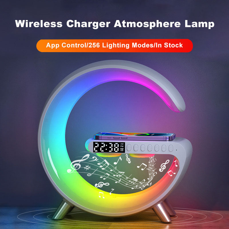 Intelligent Atmosphere Lamp Bluetooth Speaker Wireless Charger Bedside Lamp Sunrise Wake-up Lamp Polar Lamp Alarm Clock - kexi-life.com