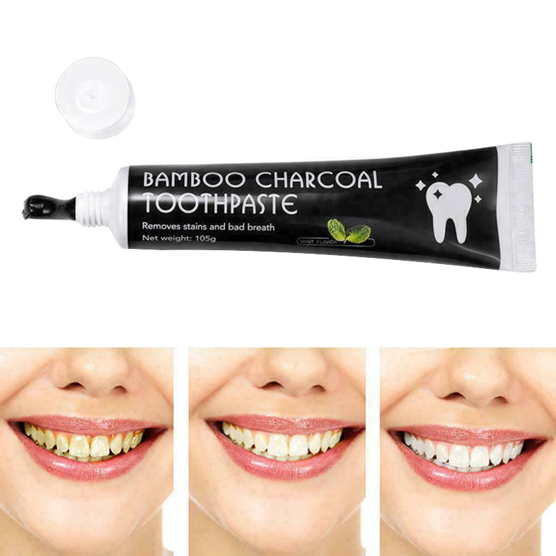 Bamboo Charcoal Toothpaste Teeth Whitening Black Removes Stains Tooth Care - kexi-life.com