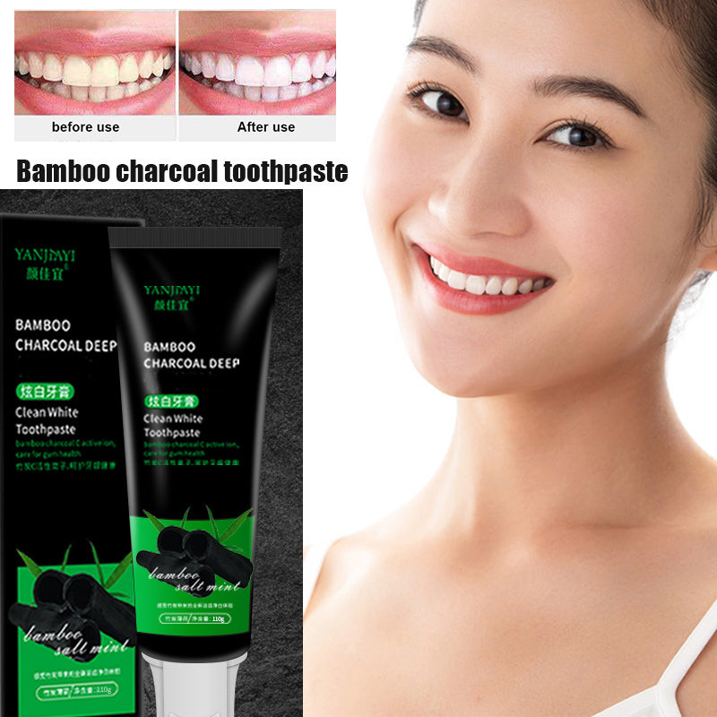 Bamboo Charcoal Toothpaste Teeth Whitening Black Removes Stains Tooth Care - kexi-life.com