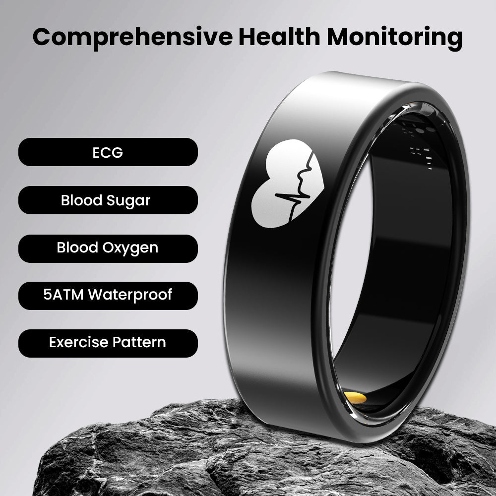Kexi-life R07 Blood Glucose ECG/EKG Blood Pressure Monitoring AI Health Analysis Smart Ring