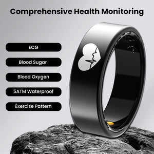 Kexi-life R07 Blood Glucose ECG/EKG Blood Pressure Monitoring AI Health Analysis Smart Ring