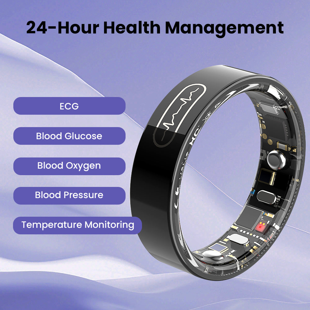Kexi-life R09 Blood Glucose ECG/EKG Blood Pressure Monitoring AI Health Analysis Smart Ring