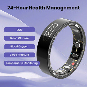Kexi-life R09 Blood Glucose ECG/EKG Blood Pressure Monitoring AI Health Analysis Smart Ring
