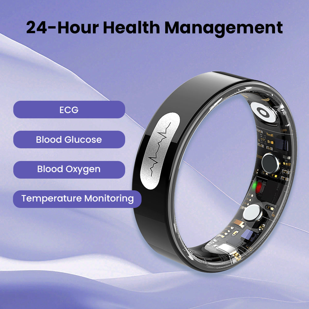 Kexi-life R08 Blood Glucose ECG/EKG Blood Pressure Monitoring AI Health Analysis Smart Ring